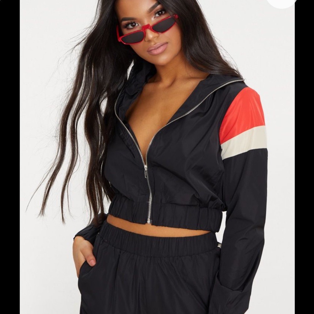 Black Striped Shell Tracksuit Top